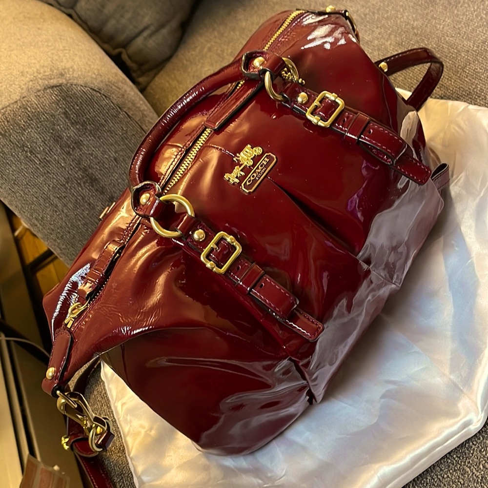 Coach burgundy patent leather
